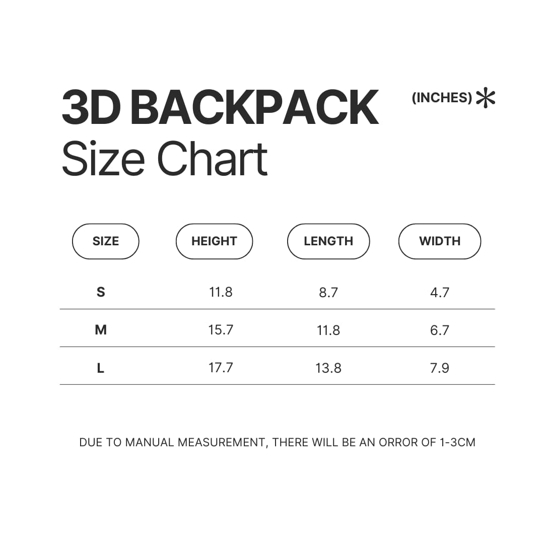 3D Backpack Size Chart - Aqua Teen Hunger Force Store