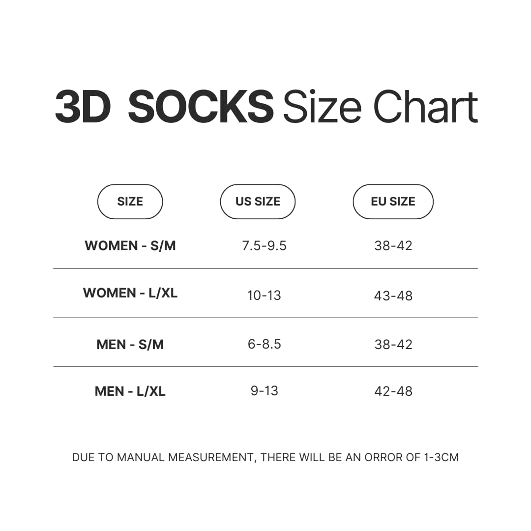 3D Socks Size Chart - Aqua Teen Hunger Force Store